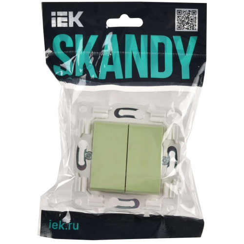 SKANDY Выключатель 2-клавишный перекрестный 10А SK-V06G мятный IEK