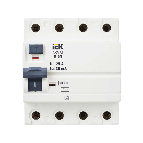 ARMAT Выключатель дифференциального тока R10N 4P 25А 30мА тип AC IEK