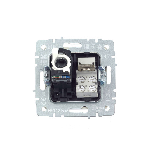 BRITE Розетка двойная RJ11+RJ45 кат.5E РК/Т12-БрА алюминий IEK