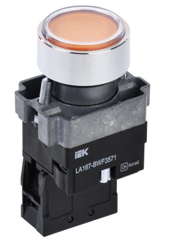 Кнопка управления LA167-BWF3571 d=22мм RC 1NO с подсветкой желтая IEK