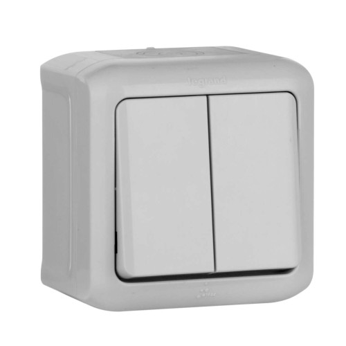 Двухклавишный выключатель 10 A - 250 В~ - Quteo IP 44 - Серый