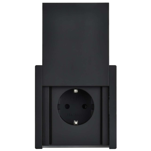 FORTE&PIANO Розетка 1-местная с заземлением с защитными шторками и крышкой винтовое крепление 16А IP44 FP121M металл черный IEK