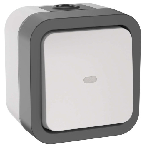 TORS Переключатель одноклавишный с индикацией 10А IP55 TS202 серо-белый IEK