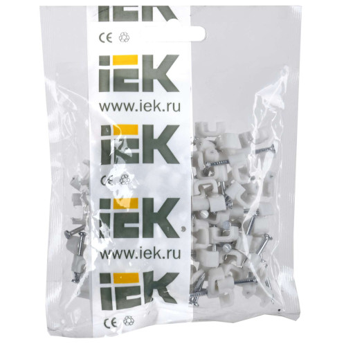 Скоба 6мм плоская пластиковая (100шт) IEK