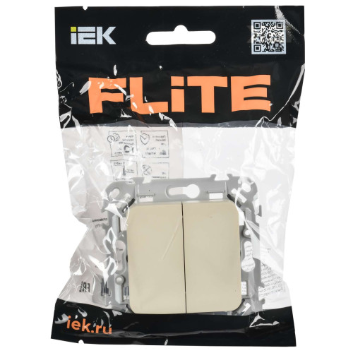FLITE Выключатель 2-клавишный 10А ВС12-1-0-ФлСл сливочный IEK FLITE Выключатель 2-клавишный 10А ВС12-1-0-ФлСл сливочный IEK