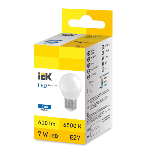 LED Globe G45 7W 6500K E27 IEK