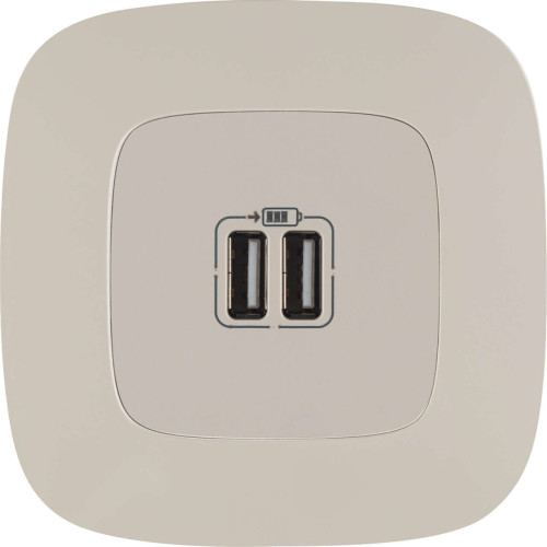 Valena ALLURE.Зарядное устройство с двумя USB-разьемами 240В/5В 1500мА.С лицевой панелью.Слоновая кость Valena ALLURE.Зарядное устройство с двумя USB-разьемами 240В/5В 1500мА.С лицевой панелью.Слоновая кость