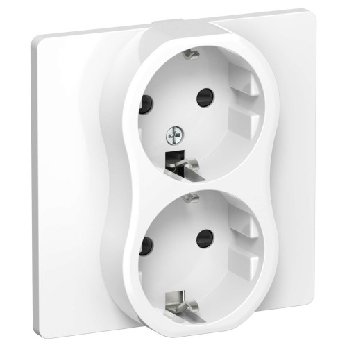 FLITE Розетка 2-местная с заземлением с защитными шторками 16А РСш12-0-К-ФлБ белый IEK