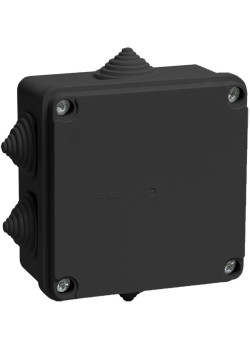Коробка распаячная КМ41233 для открытой проводки безгалогенная (HF) 100х100х50мм IP44 6 гермовводов черная (RAL 9005) IEK