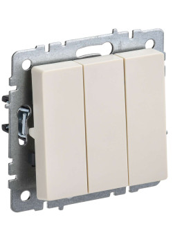 BRITE Выключатель 3-клавишный 10А ВС10-3-0-БрКр бежевый IEK
