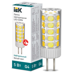 Лампа светодиодная CORN капсула 5Вт 12В 4000К керамика G4 IEK