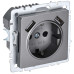 BRITE Розетка 1-местная с заземлением с защитными шторками 16А с USB A+A 5В 2,1А РЮш10-1-БрС сталь IEK