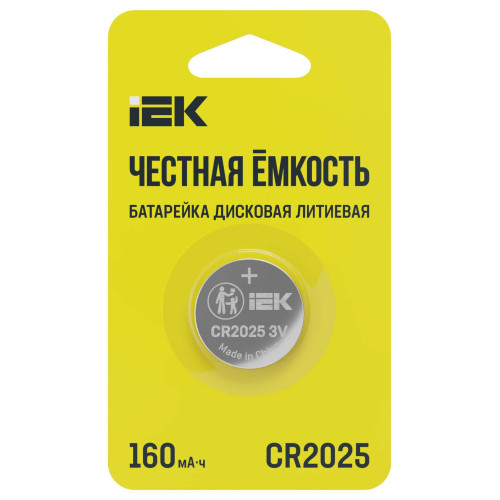 Батарейка дисковая литиевая CR2025 (1шт/блистер) IEK