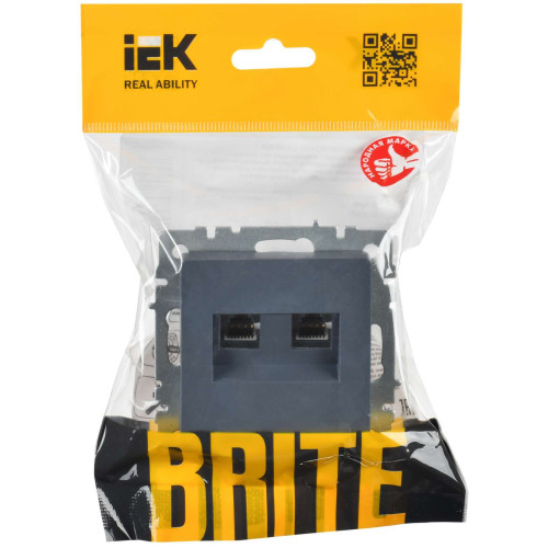 BRITE Розетка компьютерная двойная RJ45 кат.6 РК11-2-БрМ маренго IEK