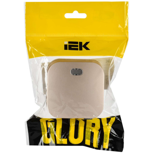GLORY Выключатель 1-клавишный для открытой установки с индикацией 10А ВС20-1-1-ХШм шампань матовый IEK