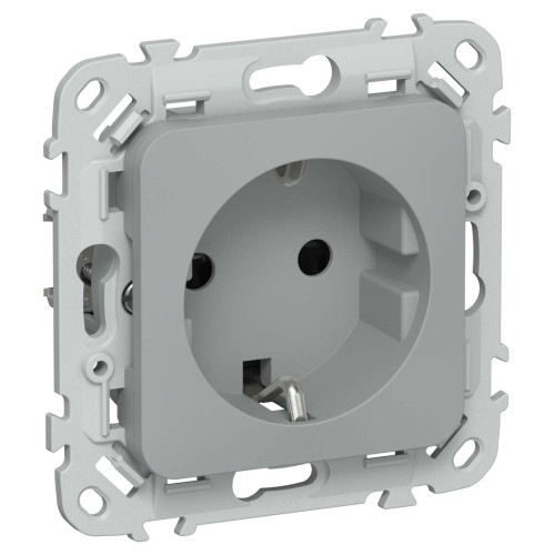 FLITE Розетка с заземлением с защитными шторками безвинтовое крепление 16А РСш11-1-ФлС серый IEK