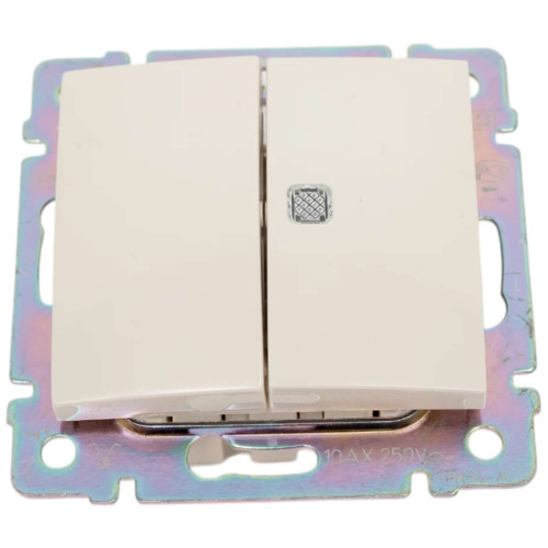 VALENA DIY Выключатель 2-клавишный с индикацией 10А безвинтовое крепление слоновая кость