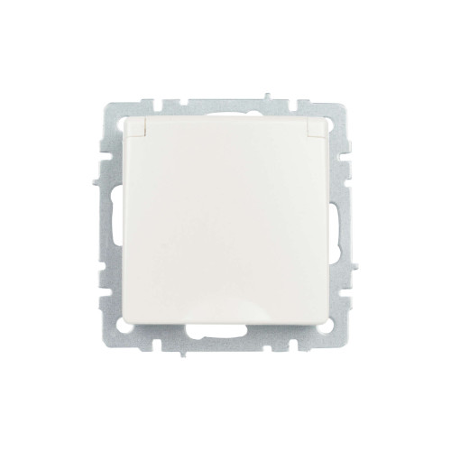 BRITE Розетка 1-местная с заземлением с защитными шторками и крышкой 16А IP20 РСбш10-3-БрЖ жемчуг IEK