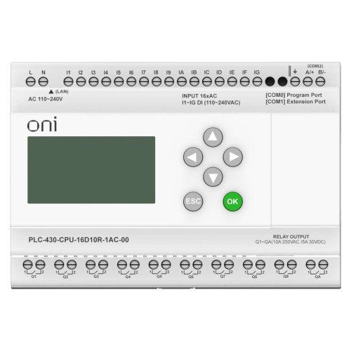 ПЛК 430 Модуль ЦПУ 16 DI 10 RO 220В AC с Ethernet портом с экраном ONI