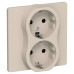 FLITE Розетка 2-местная с заземлением без защитных шторок безвинтовое крепление 16А РС12-1-К-ФлЛ льняной IEK