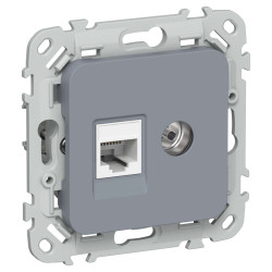 FLITE Розетка 2-местная RJ45/TV категория 5Е UTP РКТВ5е-2-0-ФлМ маренго IEK