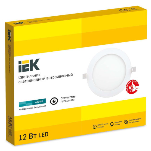 Светильник ДВО 1605 белый круг LED 12Вт 4000K IP20 IEK