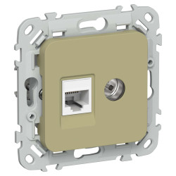FLITE Розетка 2-местная RJ45/TV категория 5Е UTP РКТВ5е-2-0-ФлО оливковый IEK
