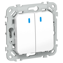 FLITE Выключатель 2-клавишный кнопочный с индикацией 10А ВС12-2-1-ФлБ белый IEK