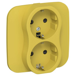 FLITE Розетка 2-местная с заземлением с защитными шторками 16А РСш12-0-А-ФлЖК желтый карри IEK