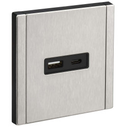 FORTE&PIANO Розетка USB A+C 3,1А FP750M металл никель IEK