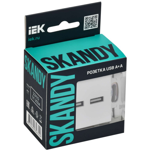 SKANDY Розетка USB A+A 3,1А SK-R15W арктический белый IEK