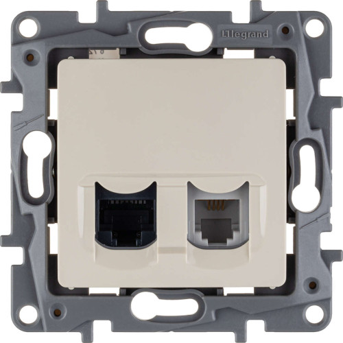 ETIKA Розетка двойная RJ11+RJ45 кат.5E UTP слоновая кость