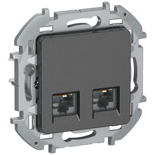 IEKINSPIRIA Розетка компьютерная двойная RJ45 категория 5Е UTP 6738381 антрацит IEK