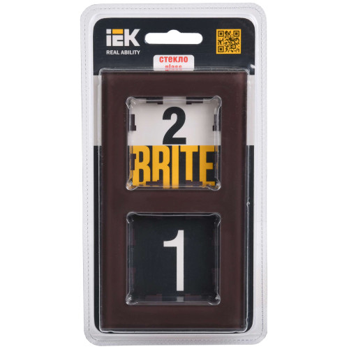 BRITE Рамка 2 -местная РУ-2-2-БрТБ стекло темная бронза IEK