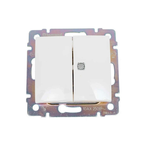 VALENA DIY Выключатель 2-клавишный с индикацией 10А безвинтовое крепление белый