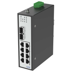 Коммутатор Ethernet промышленный неуправляемый ISU 2 SFP слота 100/1000BaseX 8 портов 10/100/1000BaseT разъем RJ45 24В AC/12/24/48В DC с резервированием ONI