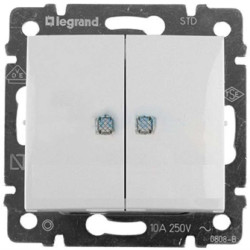VALENA DIY Выключатель 2-клавишный с индикацией 10А безвинтовое крепление белый