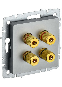 BRITE Аудиорозетка 4-местная РА10-БрС сталь IEK