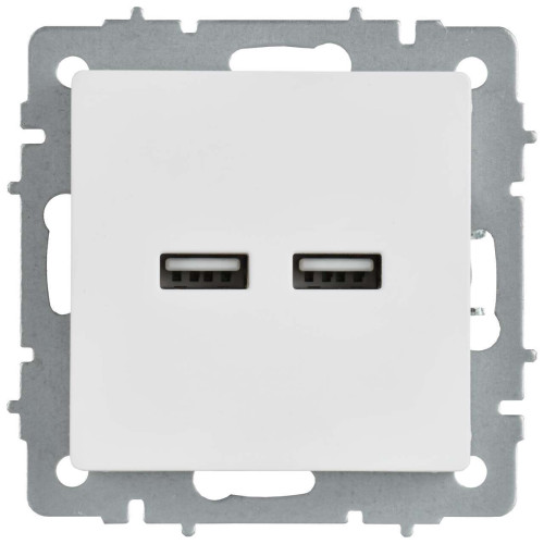 BRITE Розетка USB A+A 5В 3,1А РЮ10-1-БрАБ арктический белый IEK