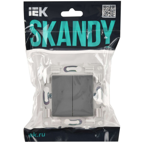 SKANDY Выключатель 2-клавишный проходной с индикацией 10А SK-V10Gr серый IEK