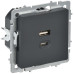 BRITE Розетка USB A+C 45Вт высокоскоростная зарядка РЮ11-2-БрГ графит IEK