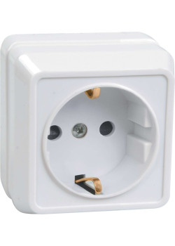 OKTAVA Розетка 1-местная с заземлением для открытой установки 16А РС20-3-ОБ белый IEK