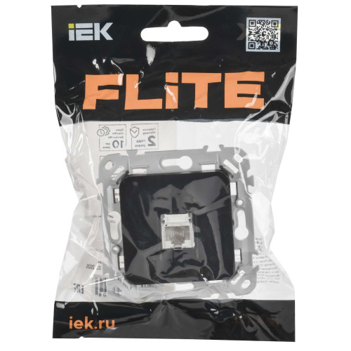 FLITE Розетка компьютерная RJ45 категория 5Е UTP РК5е-1-0-ФлЧ черный IEK