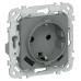 FLITE Розетка 1-местная с заземлением с защитными шторками 16А с USB A+C 20Вт РСЮшс11-0-ФлМА мокрый асфальт IEK