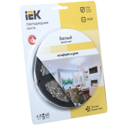 Лента светодиодная 5м блистер LSR-3528WW60-4.8-IP20-12V IEK-eco