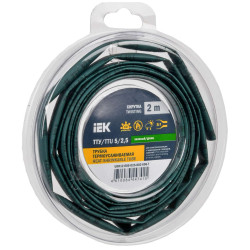 Трубка термоусадочная ТТУ нг-LS 5/2,5 зеленая (2м/упак) IEK