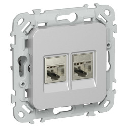 FLITE Розетка 2-местная компьютерная RJ45 категория 5Е STP РК5е-2-1-ФлА алюминий IEK