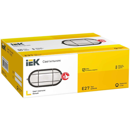 Светильник НПП1202 овал с решеткой 100Вт IP54 белый IEK