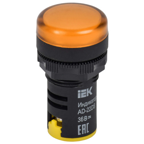 Лампа AD22DS(LED)матрица d=22мм желтый 36В AC/DC IEK