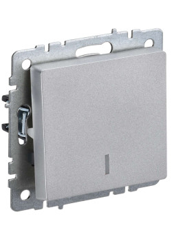 BRITE Выключатель 1-клавишный с индикацией 10А ВС10-1-1-БрА алюминий IEK